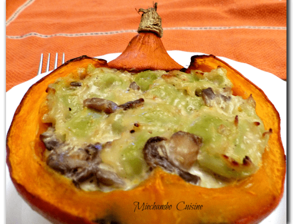 Potimarrons farcis aux ravioles et champignons