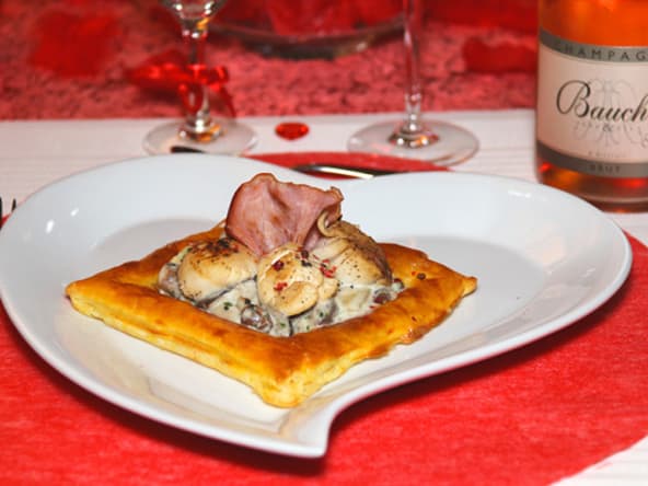 Feuilletés de St-Jacques, pour un Champagne rosé