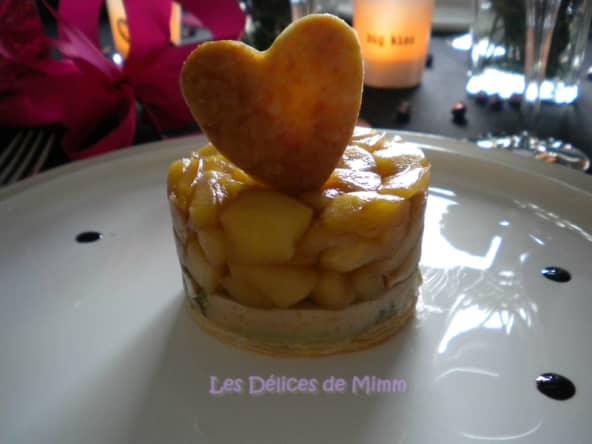Tatin au foie gras et aux pommes caramélisées flambées au Calvados