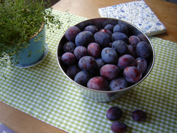 Bol de prunes violettes