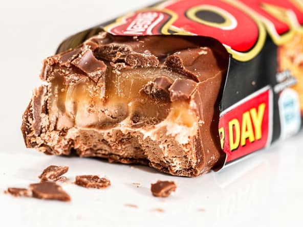 Barre chocolatée croquée