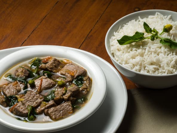 Romazava de zébu et riz blanc