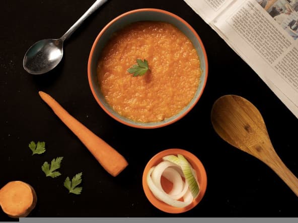 Purée de carottes, oignon et persil