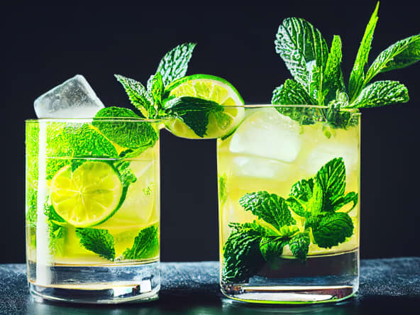 2 verres de cocktails virgin mojito