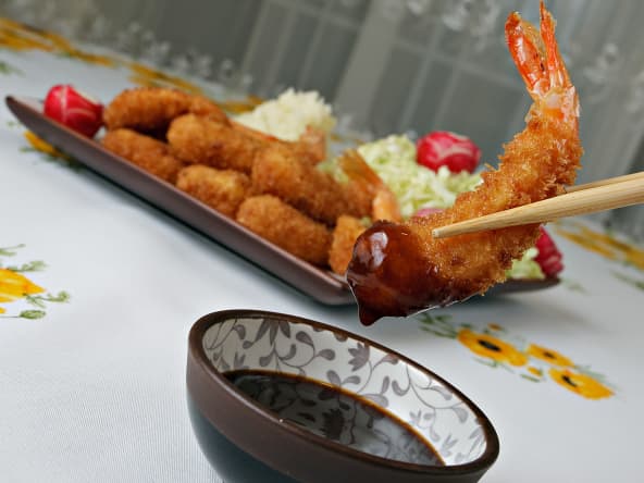 Beignets de crevettes préparés avec le panko