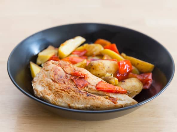 Poitrine de poulet, poivrons et pommes de terre