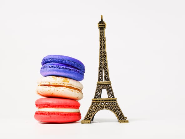 Macarons tricolores et Tour Eiffel