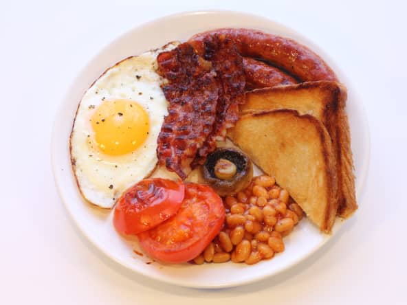 Composition typique du petit déjeuner anglo-saxon.