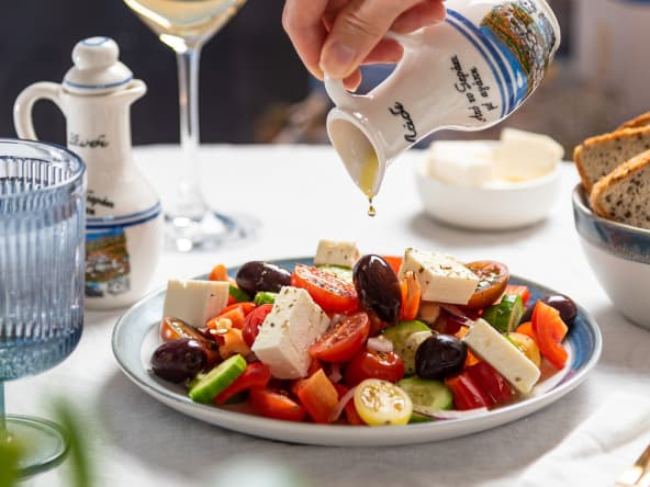 Salade tomates, concombres, olives, feta