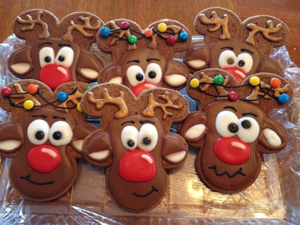 Biscuits en forme de tête de Rudolph le renne