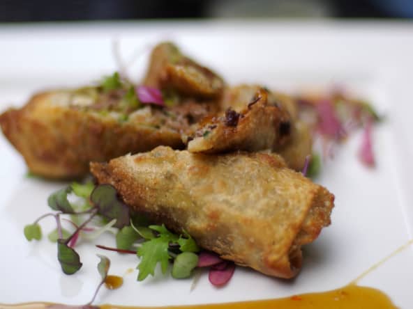 Belle assiette de nems au canard