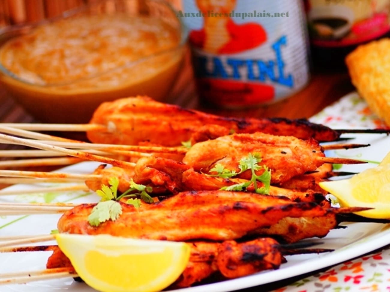Brochettes de poulet Satay au barbecue : recette Brochettes de poulet