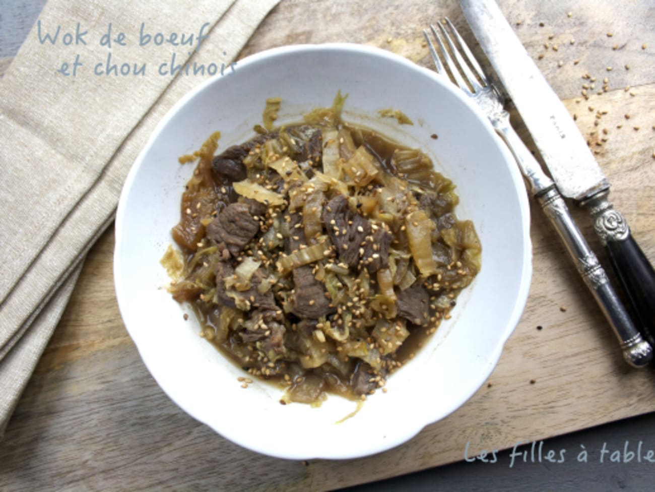 Wok de boeuf et chou chinois : recette Wok de boeuf et chou chinois