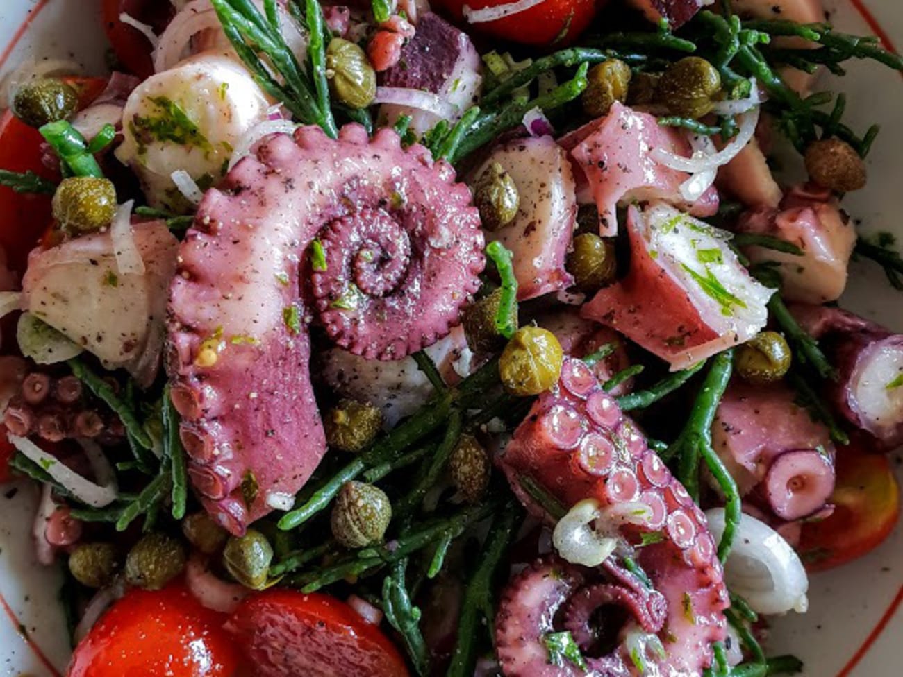 Salade de poulpe et salicornes : recette Salade de poulpe et salicornes
