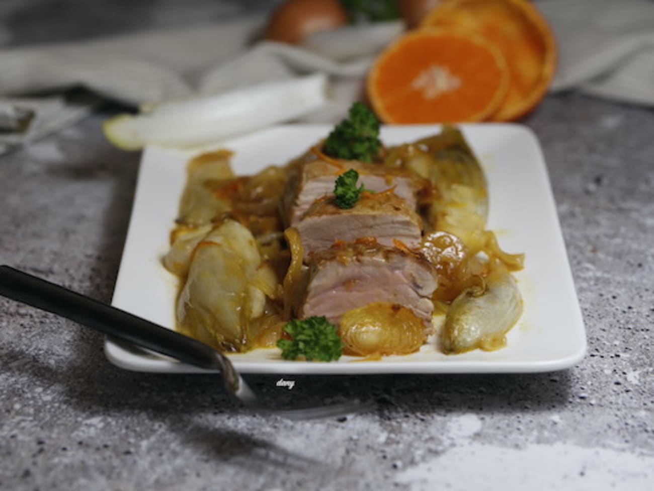 Filet mignon aux endives à l'orange et au miel : recette Filet mignon