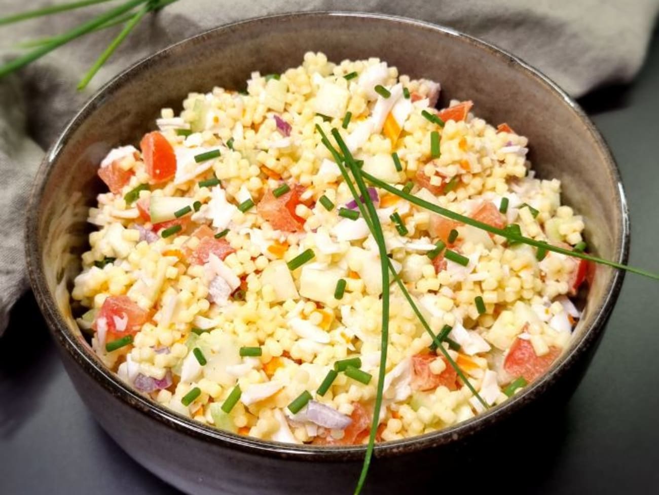 Salade rafraîchissante de Perles au Surimi : recette Salade de Perles