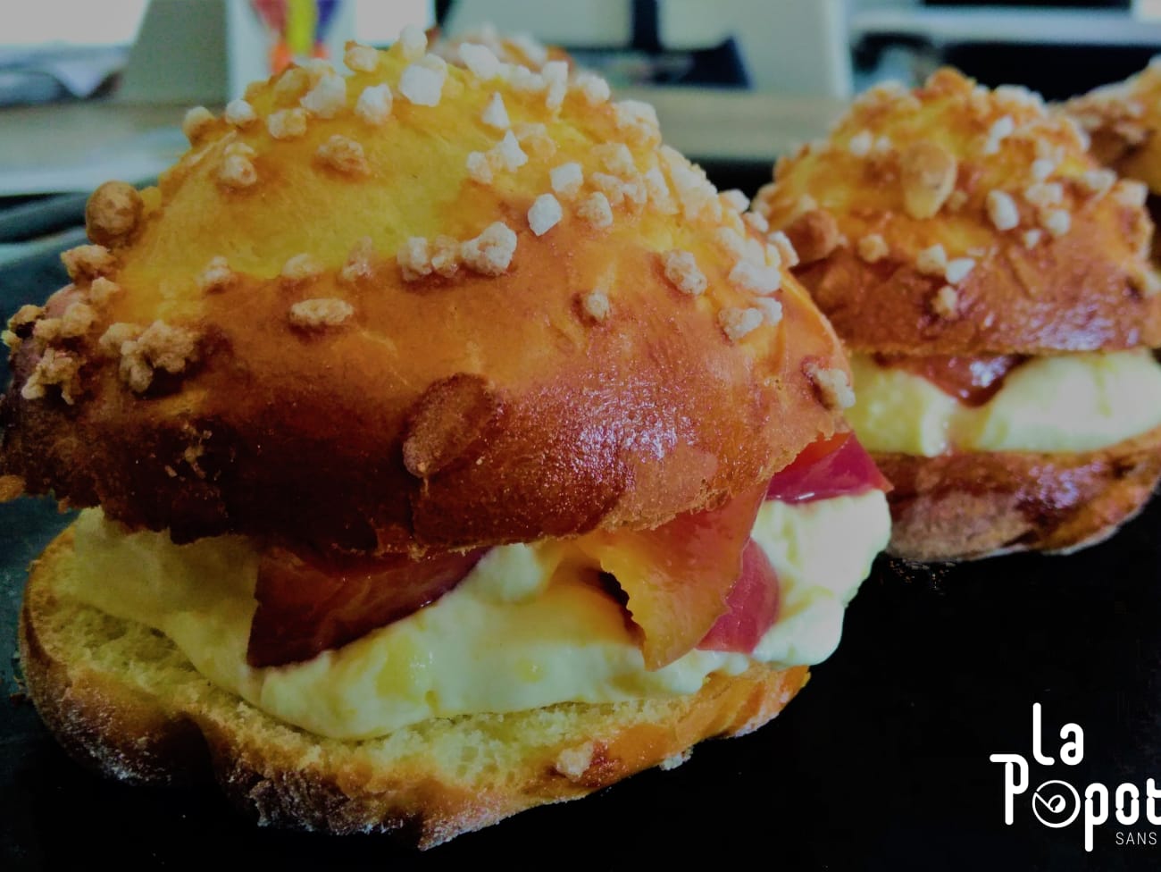 Tropézienne revisitée avec des pêches rôties : recette Tropézienne ...