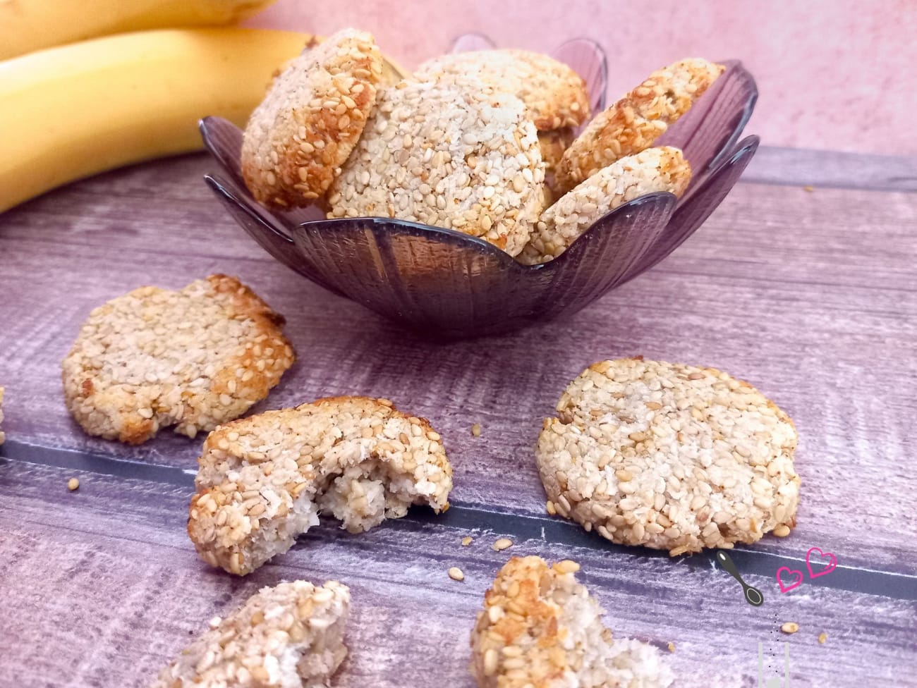 Biscuits banane, sésame et coco IG bas et anti-gaspi ! : recette ...