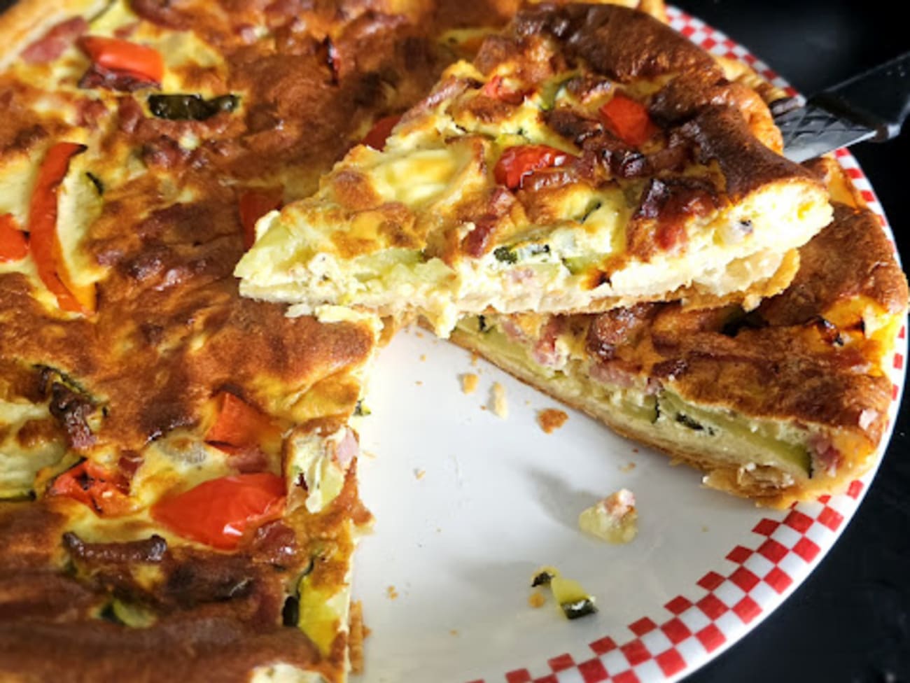 Quiche aux lardons fromage et courgette