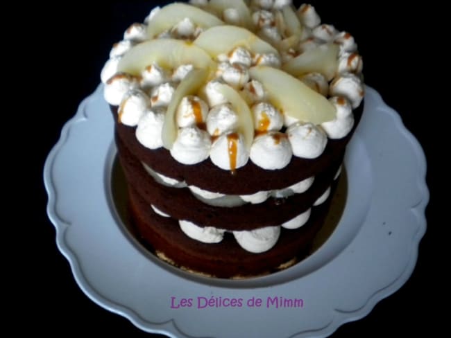 Naked Cake Chocolat Poires Et Caramel Au Beurre Sale Recette Par Mimm