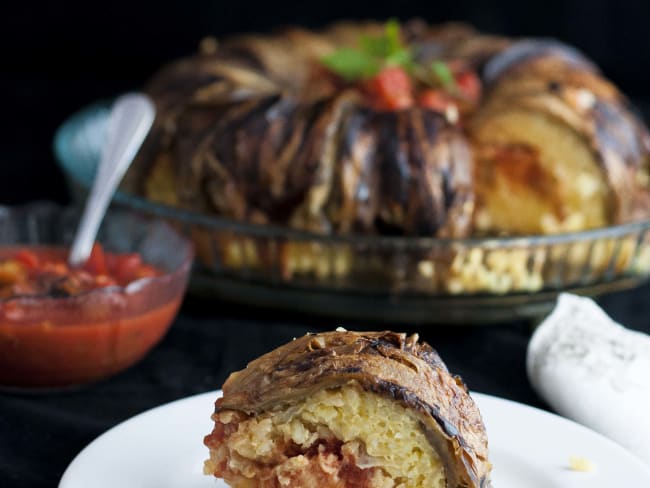 Vegetarienne Timbale De Riz Avec Aubergine Grille Et Mozzarella Recette Par Yourguardianchef