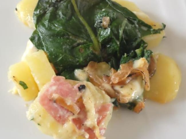 Recette Gratin de blettes, pommes de terre et raclette