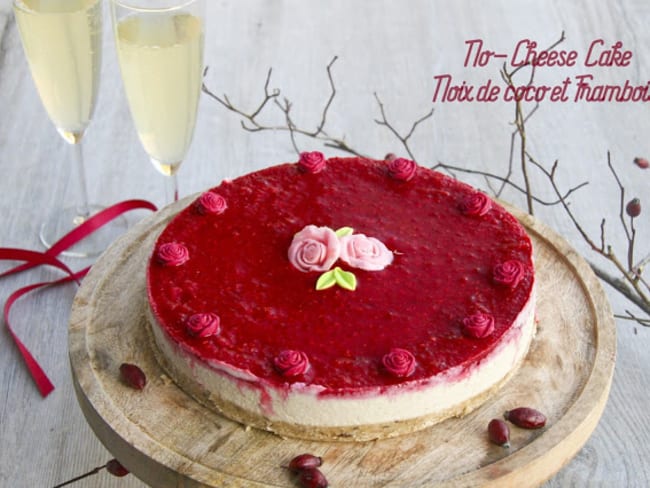No Cheese Cake A La Noix De Coco Et Framboise Recette Par Dans La Cuisine De Gin