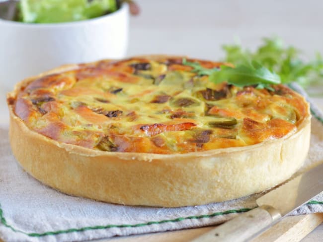 Quiche poireaux, saumon fumé à la ricotta