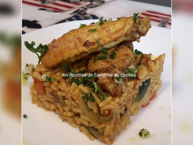 Ailes de poulet aux épices colombo et son riz et petits légumes