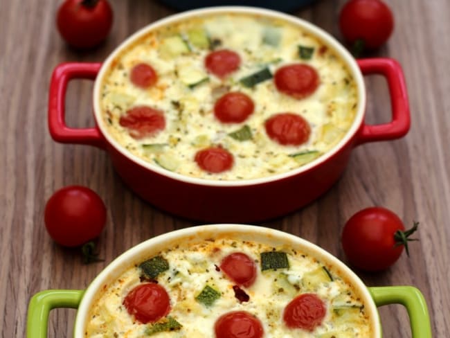 Clafoutis aux tomates cerises, courgette et chèvre - Recette par