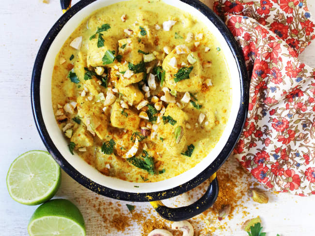 Recette de poulet korma à la crème végétale coco - Recette par Poire et
