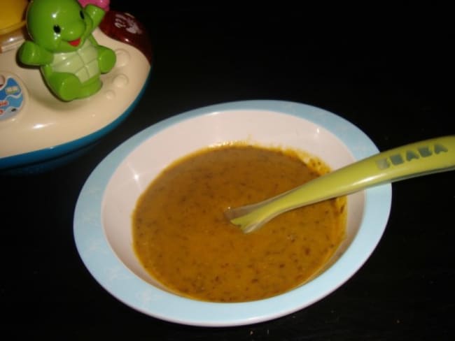 Veloute De Potiron Aux Lentilles Vertes Des 15 Mois Recette Par Ca Ne Sent Pas Un Peu Le Brule La