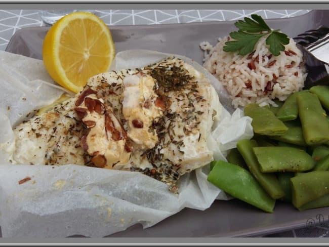 Recette Filet de loup en papillote au thym citron et nougat