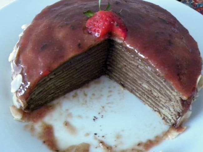 Gateau De Crepes Au Chocolat Caramel De Fraises Recette Par Basboussa