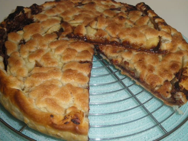 Tarte Nutella, pommes façon Crumble