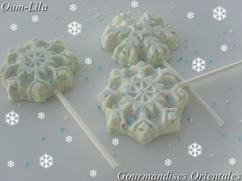 sucettes au chocolat flocon de neige - Recette par gourmandises