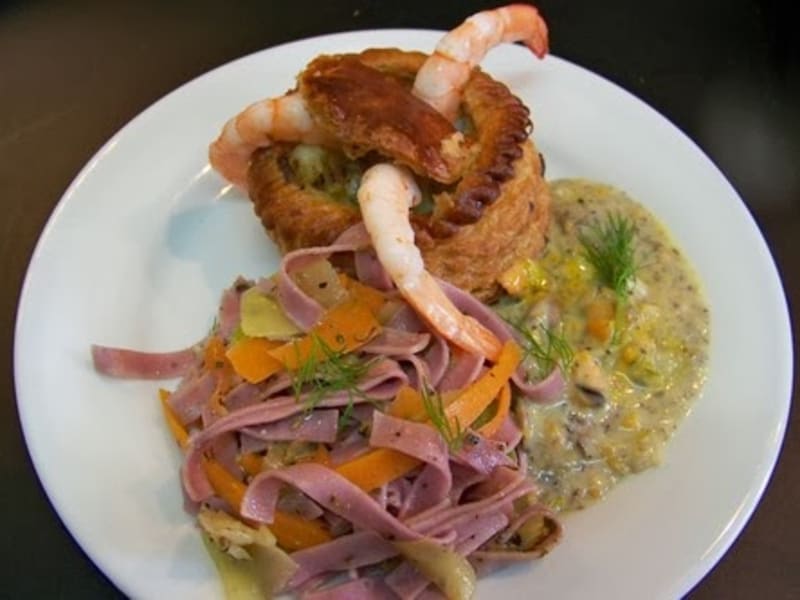 Vol Au Vent De St Jacques Crevettes Moules Et Champigons Au