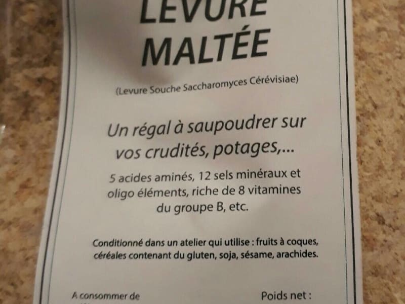 Ingrédients des levure nutritionnelle - Menu végétarien