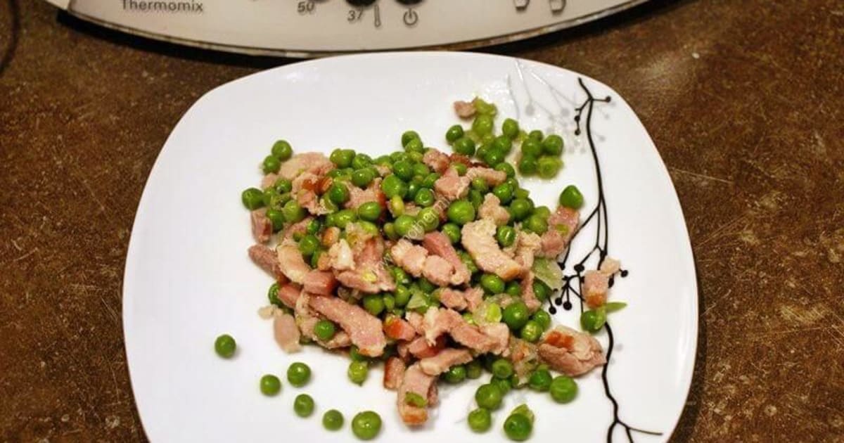Petits pois aux oignons et lardons - Recette par omothermix