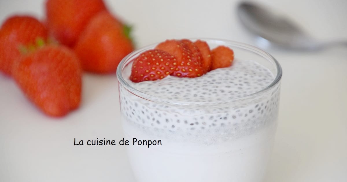 Recette Crème au lait de coco, graines de chia et fraises