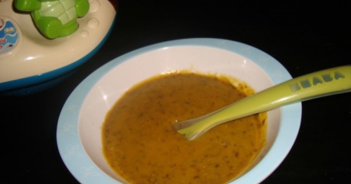 Veloute De Potiron Aux Lentilles Vertes Des 15 Mois Recette Par Ca Ne Sent Pas Un Peu Le Brule La