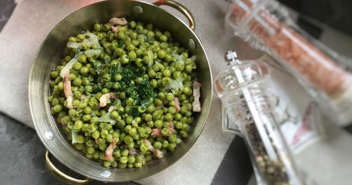 Petit pois oignons lardons au cookeo - Recette par Recettes au