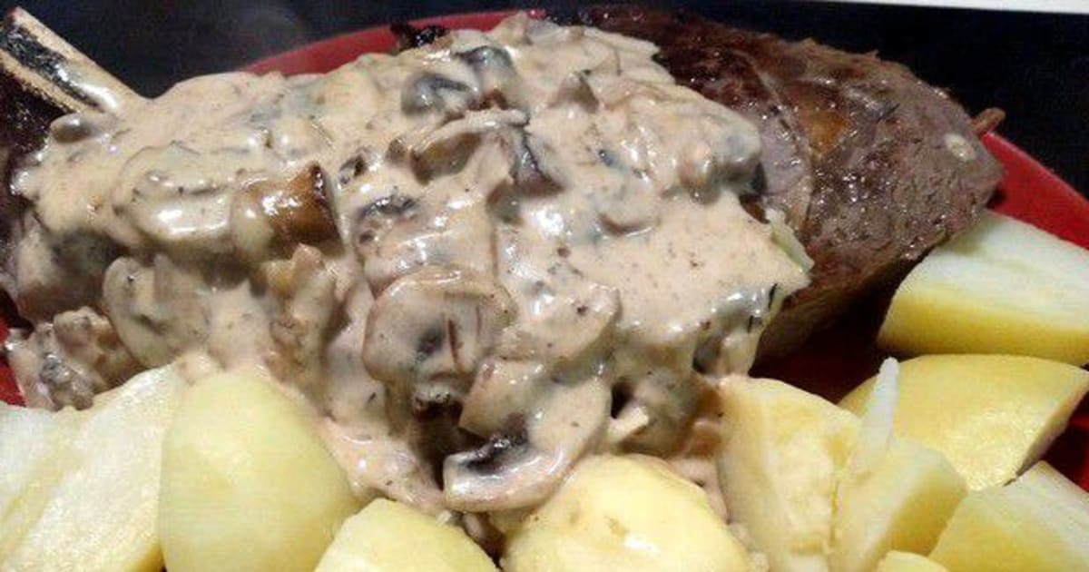 Entrecôte sauce aux champignons Recette par Chef