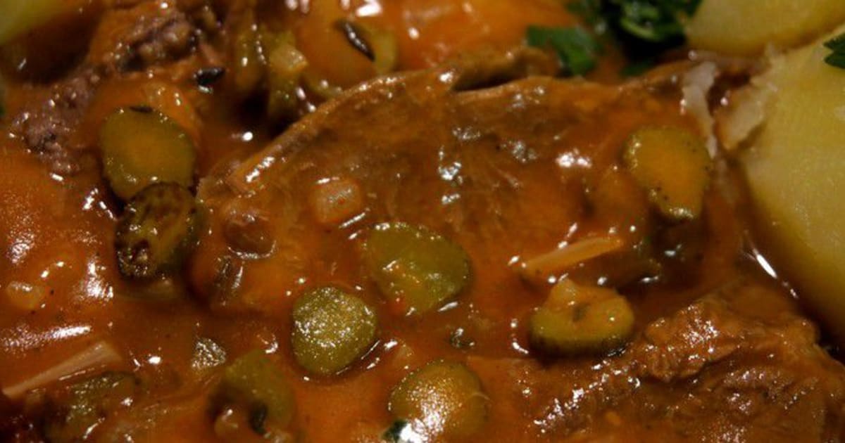 Langue de boeuf sauce piquante tomate et cornichons Recette par Chef