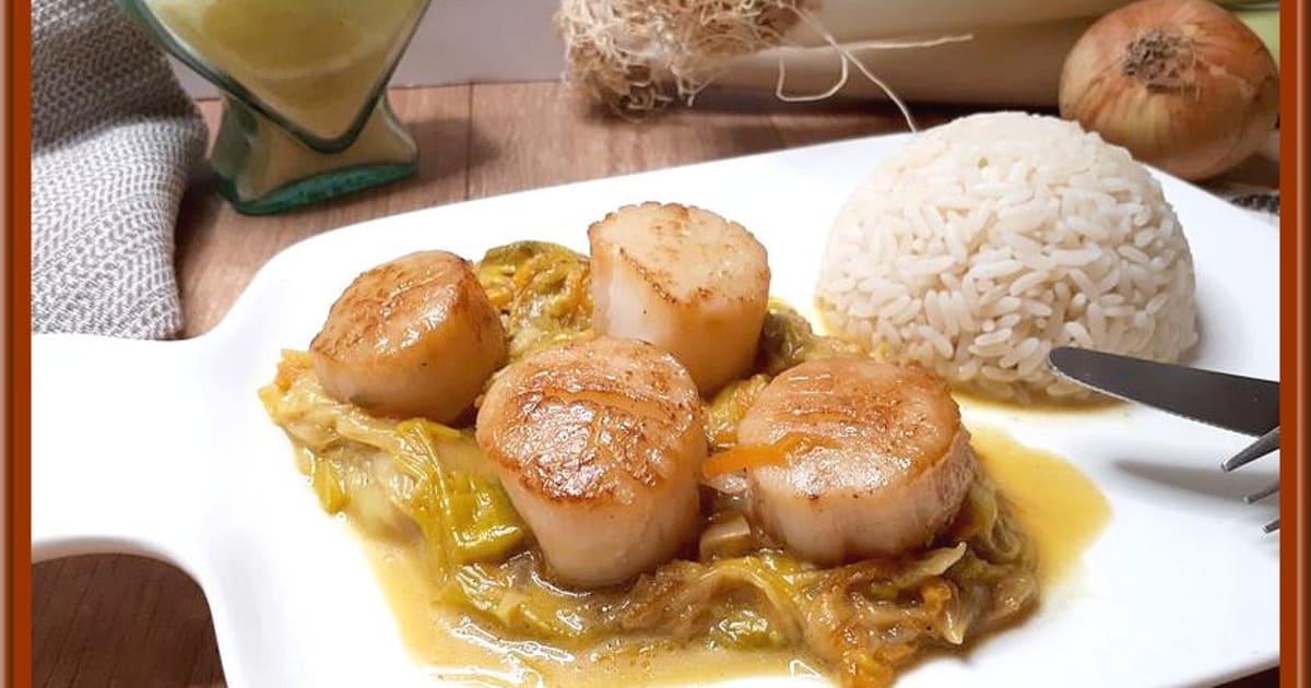 St Jacques à la fondue de poireaux et carotte au Cookéo Recette par