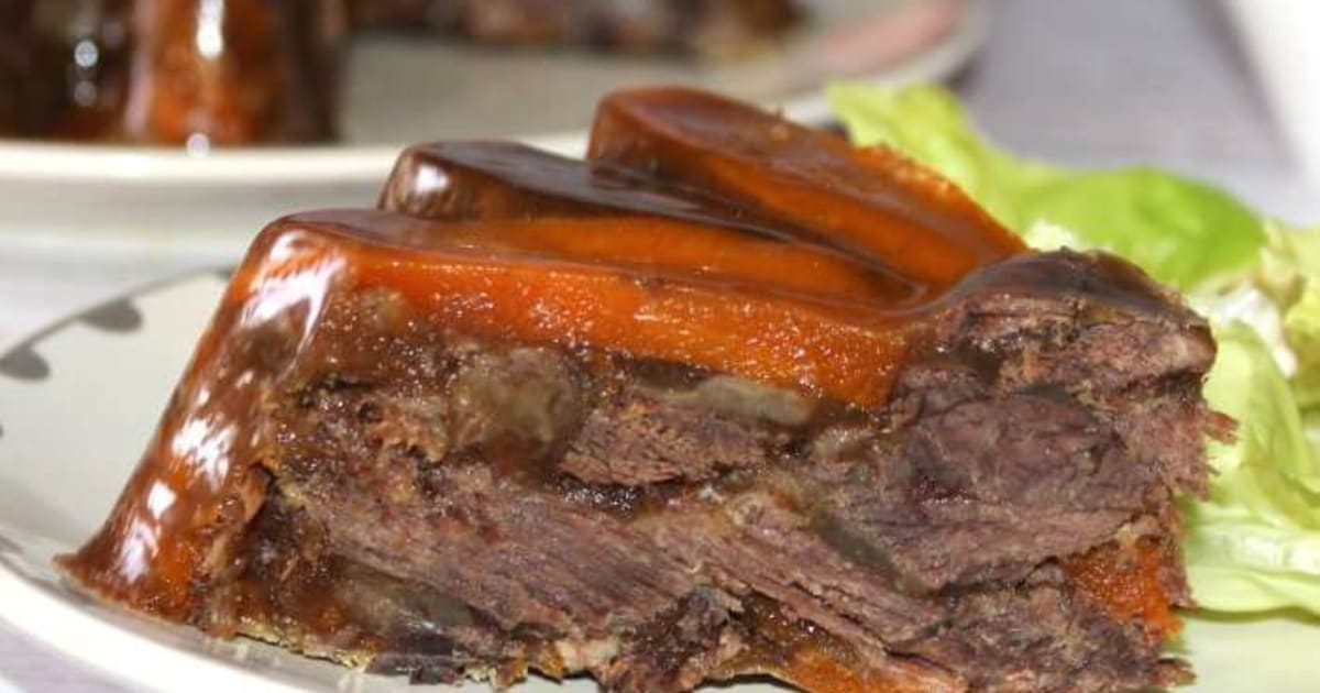 Terrine de joues de boeuf, carottes et poireau en gelée Recette par Vanda