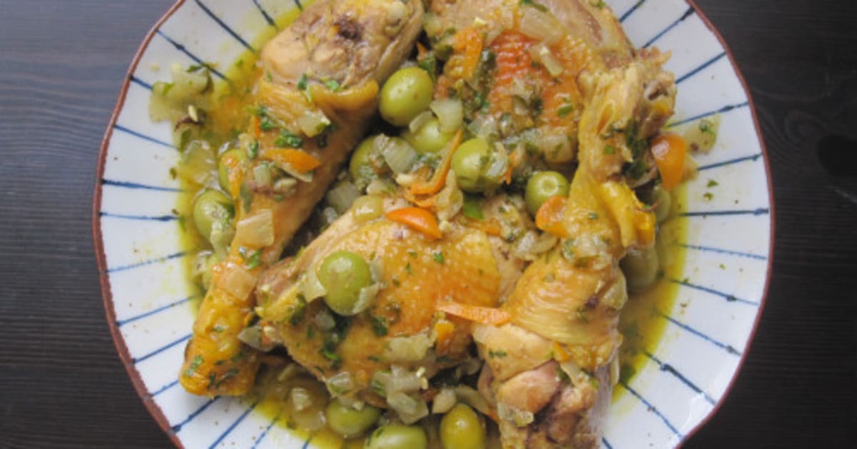 Tajine de poulet aux olives et kumquats confits Recette par Tortore