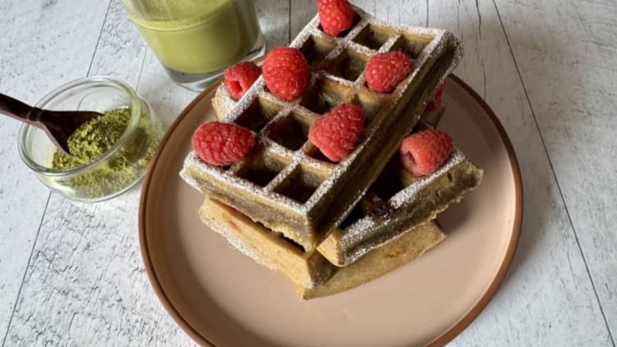 Gaufres sans gluten au matcha