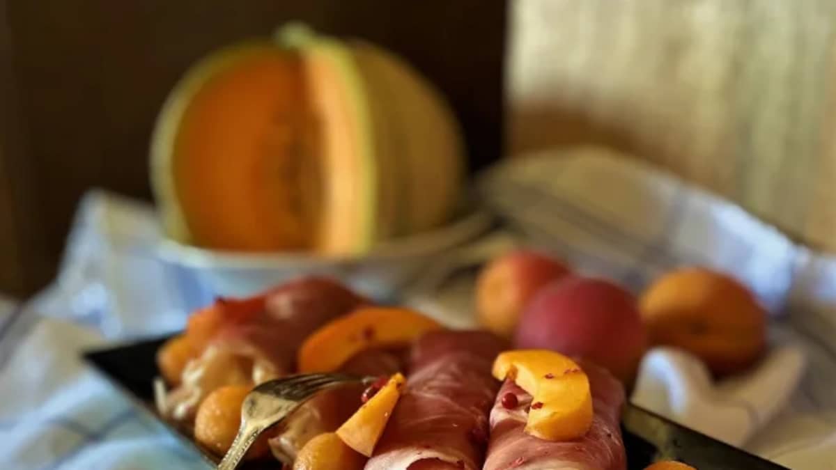 Rouleaux jambon Serrano, melon et abricots