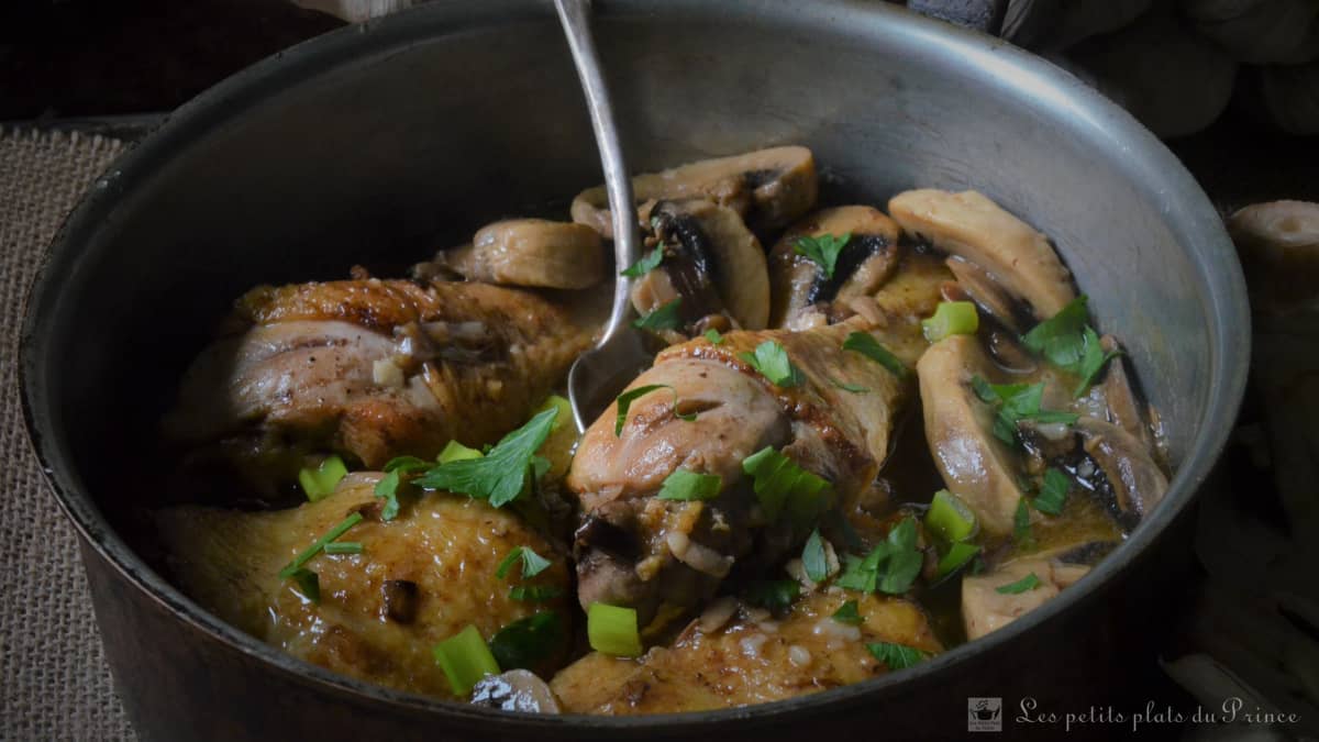 Cuisses de poulet aux champignons façon grand mère